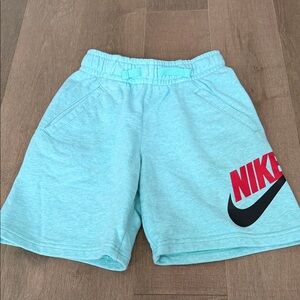 Nike Kids Light Blue Shorts with Red Logo